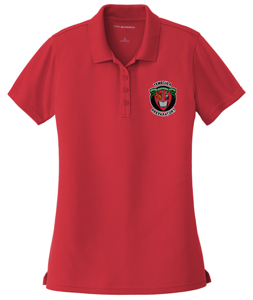 Women's dry-fit performance polo shirt in Red – school uniform style