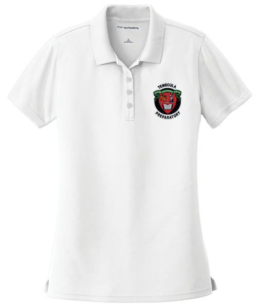 Women's dry-fit performance polo shirt in White – school uniform style